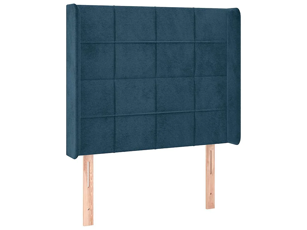 Tête de lit avec oreilles Bleu foncé 93x16x118/128 cm Velours