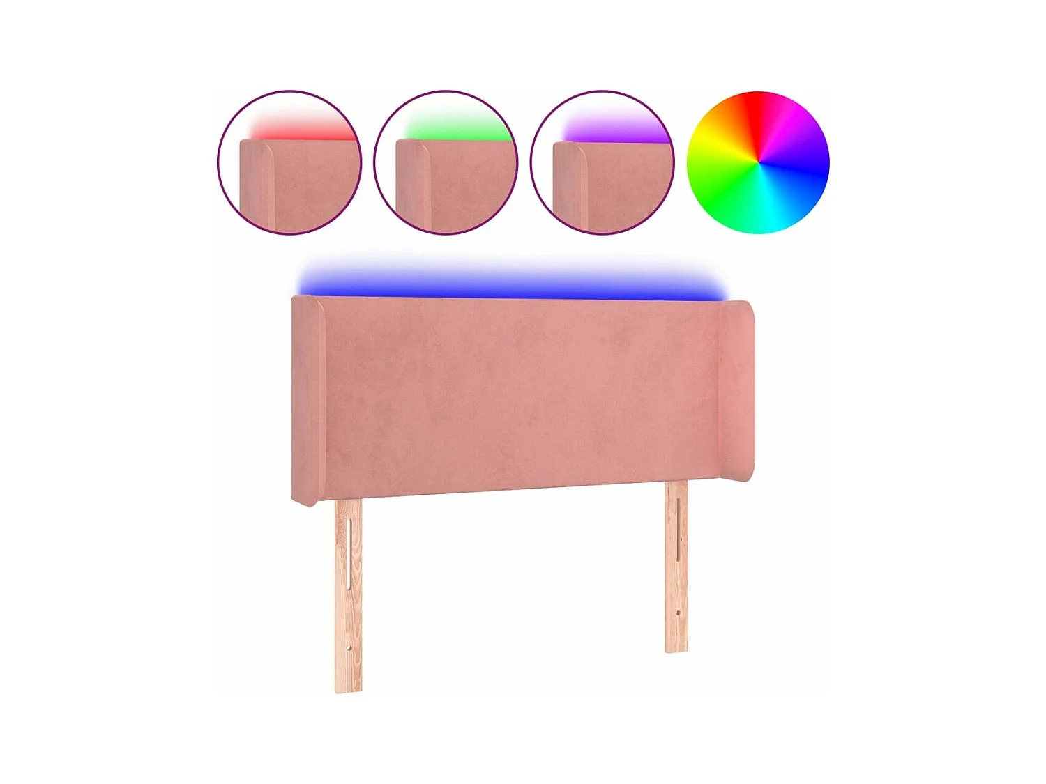 LED Kopfteil Rosa 103x16x78/88 cm Samt