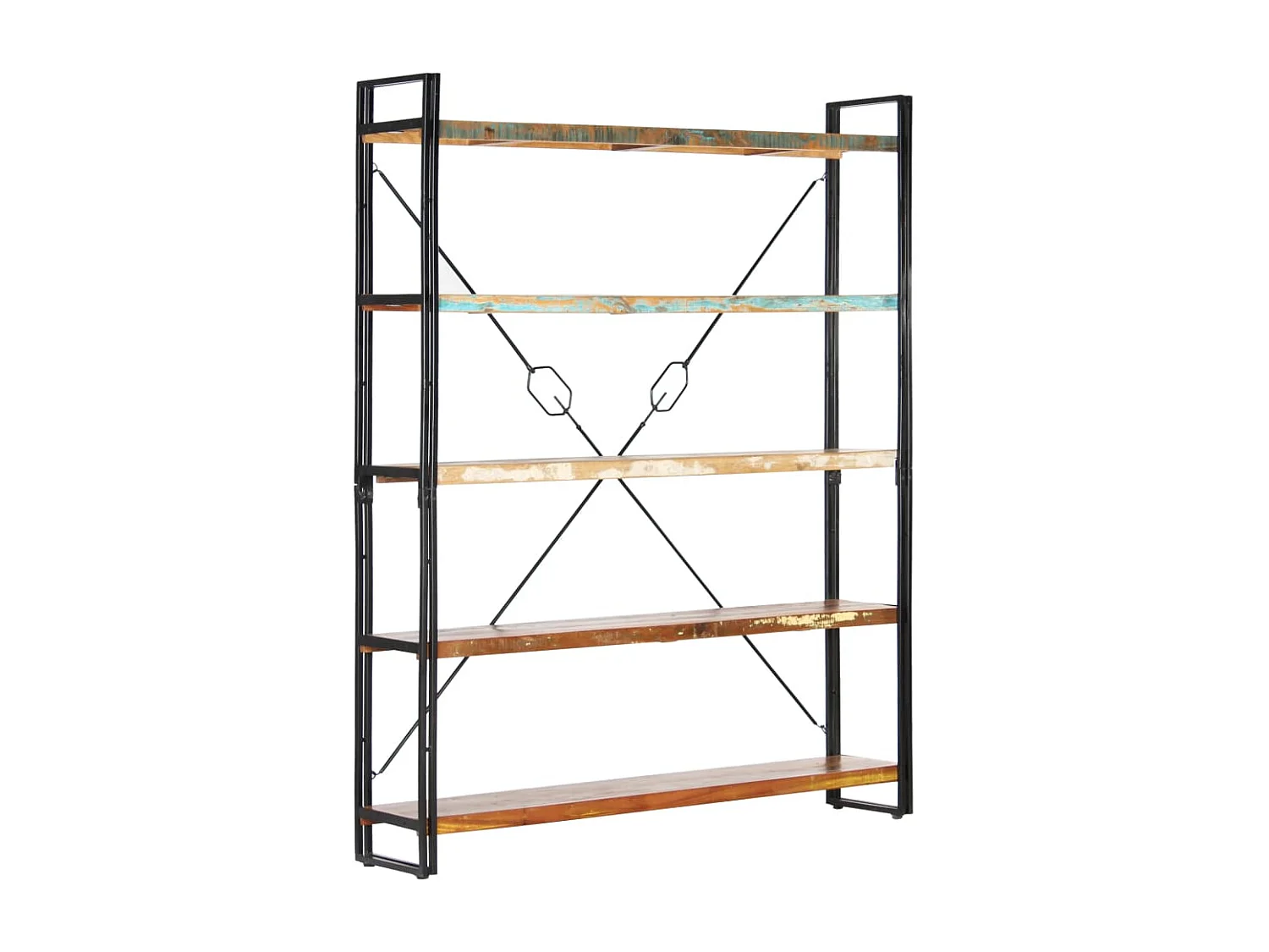 Bibliothèque 5 niveaux 140x30x180cm Bois solide de récupération