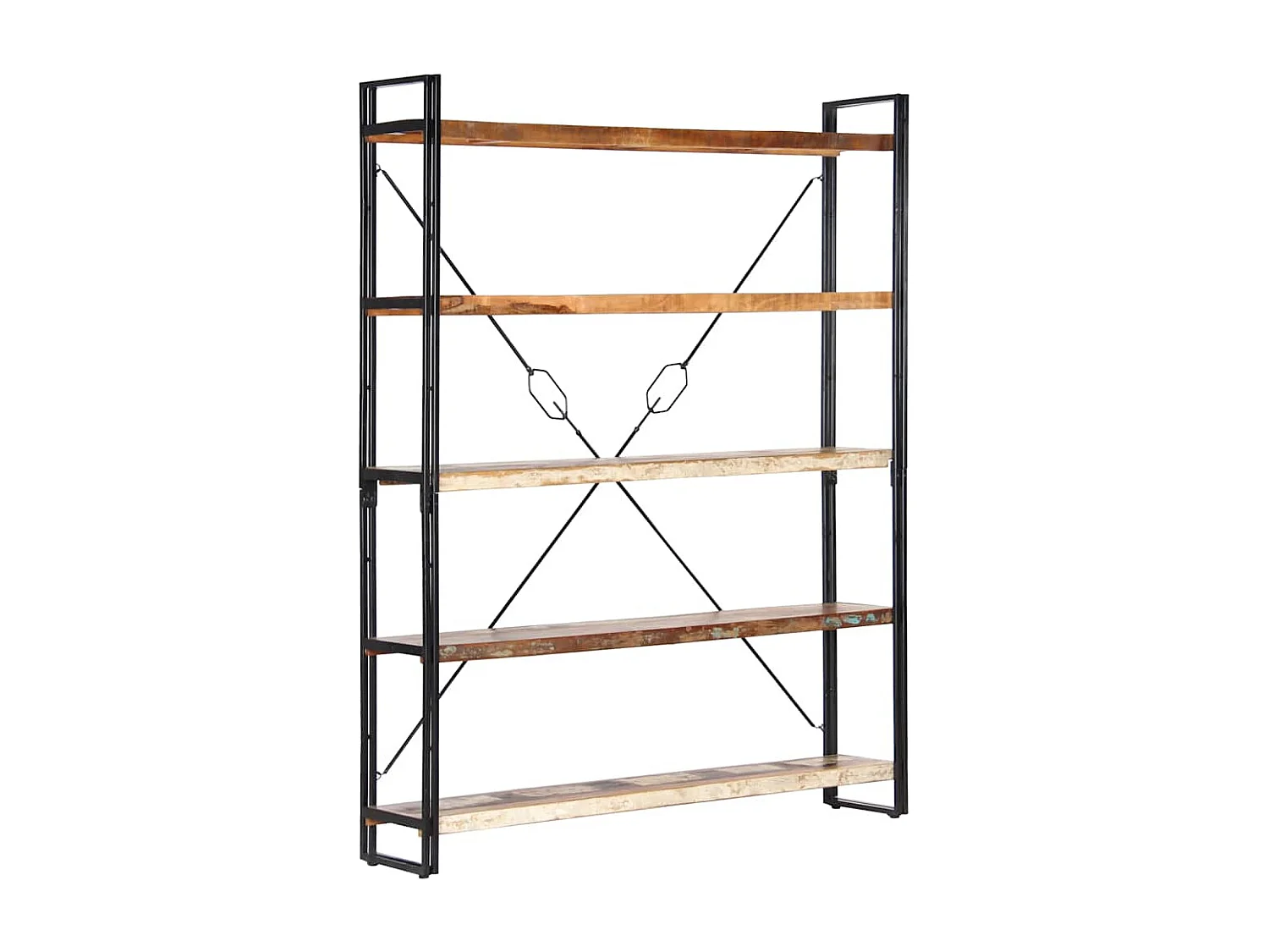 Boekenkast met 5 schappen 140x30x180 cm massief gerecycled hout