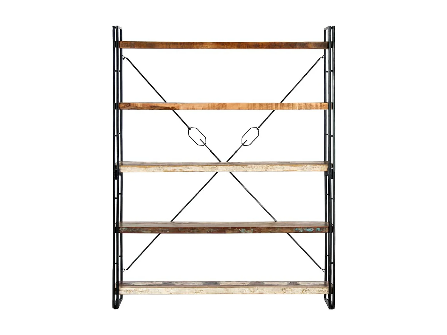 Boekenkast met 5 schappen 140x30x180 cm massief gerecycled hout