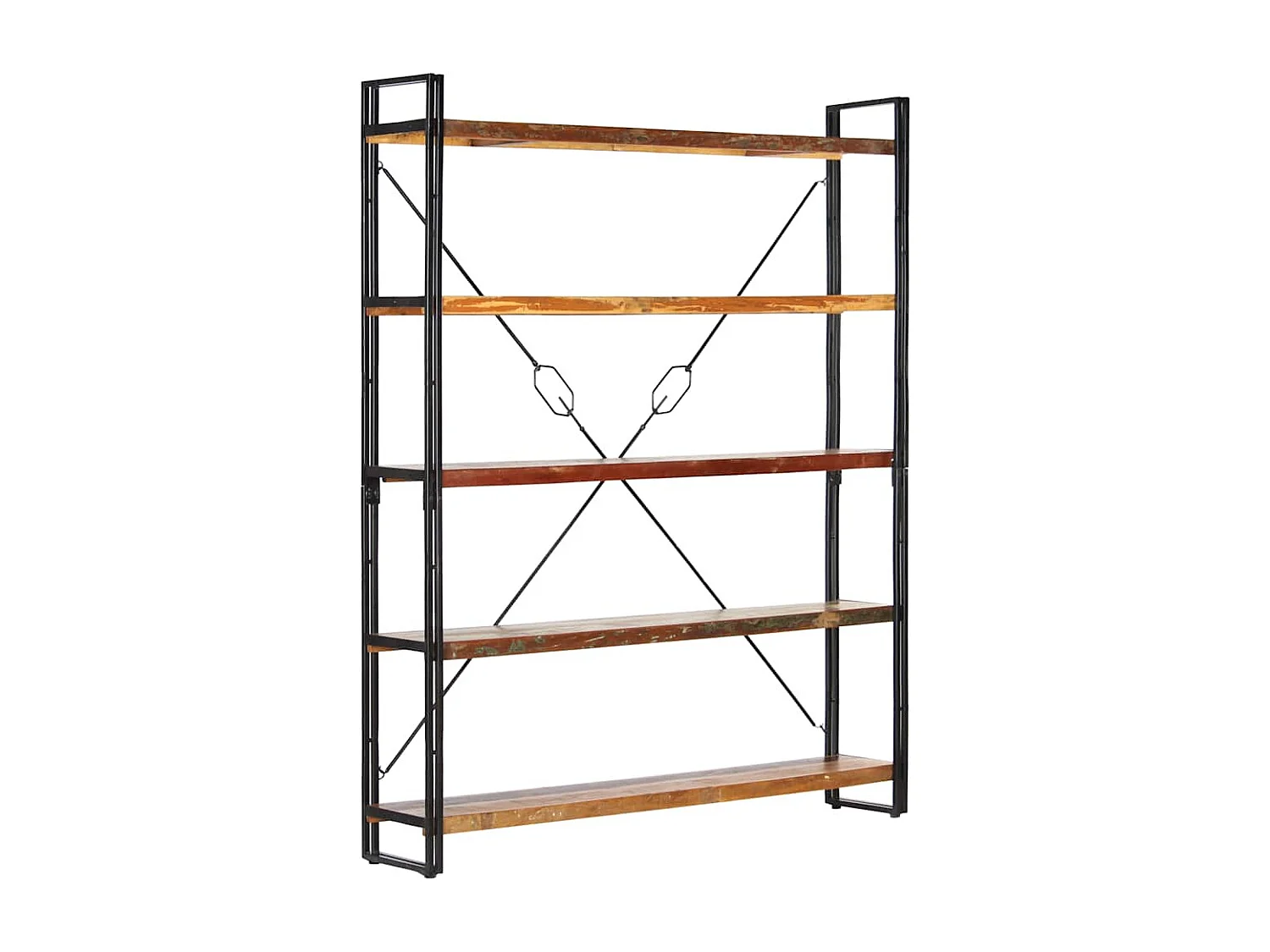 Boekenkast met 5 schappen 140x30x180 cm massief gerecycled hout