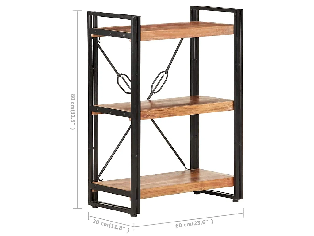 Bibliothèque à 3 niveaux 60x30x80 cm Bois d'acacia massif