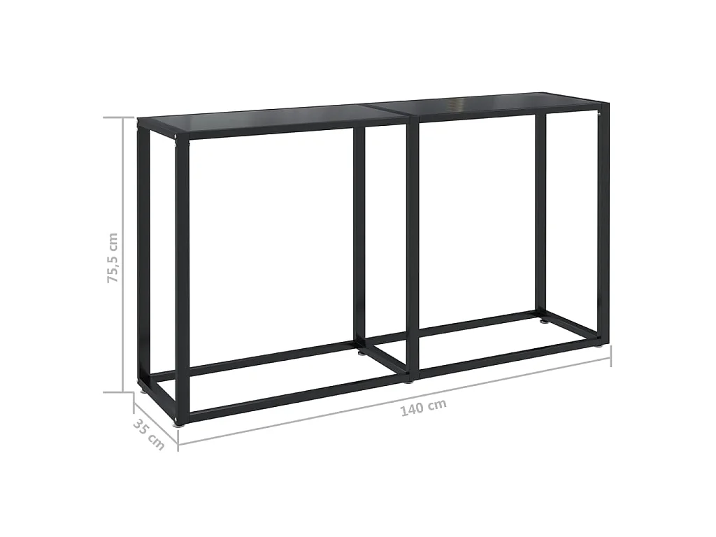 Table console Noir 140x35x75,5 cm Verre trempé