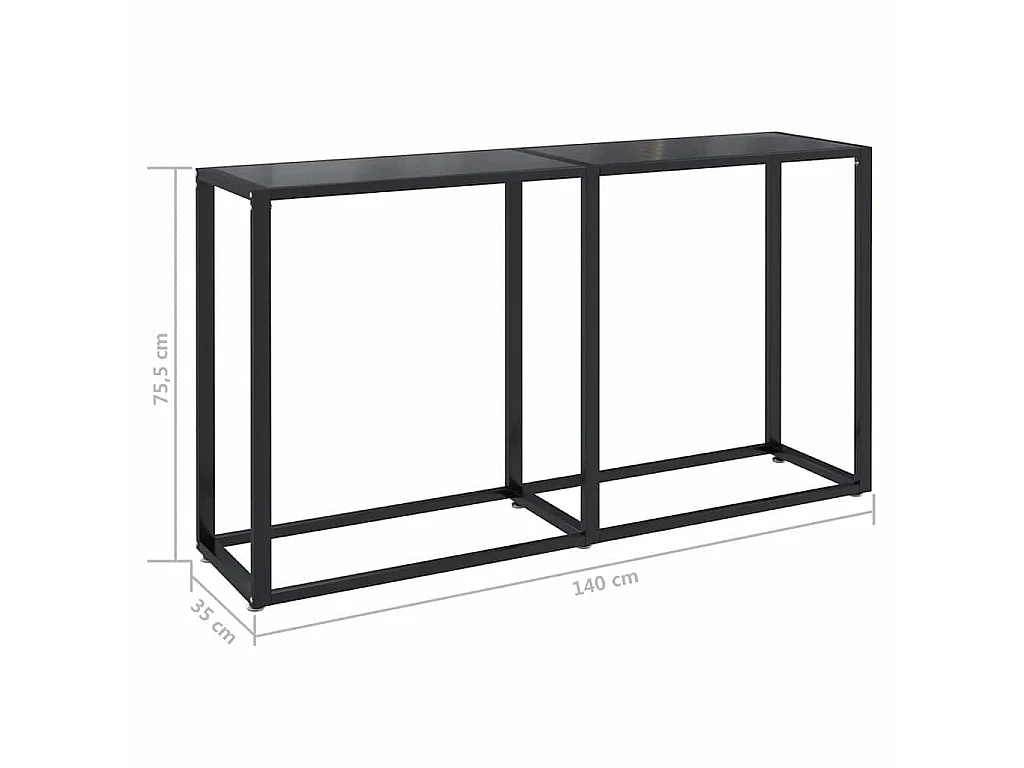 Tavolo Consolle Nero 140x35x75,5 cm in Vetro Temperato