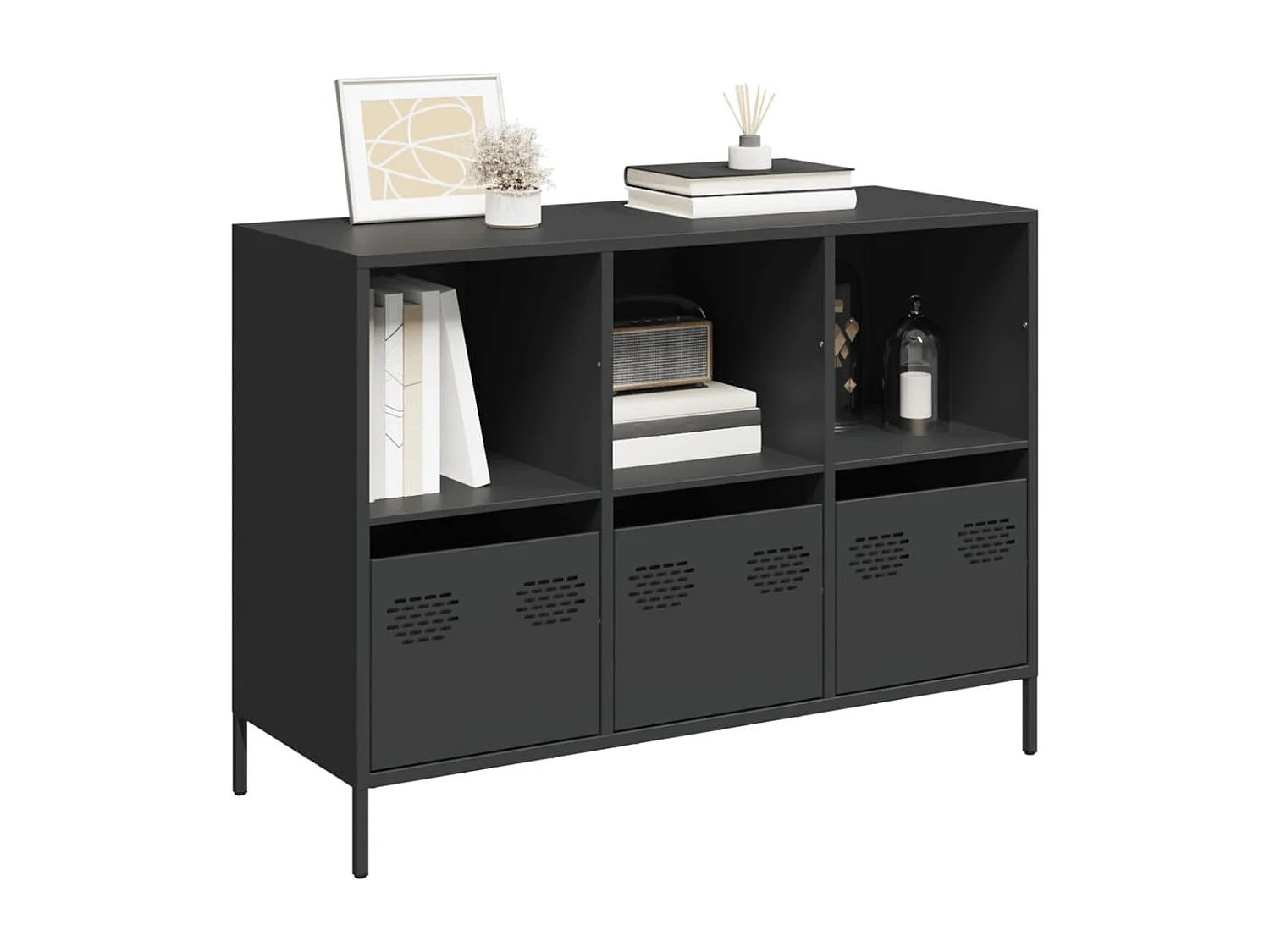 Dressoir 101,5x39x73,5 cm koudgewalst staal zwart