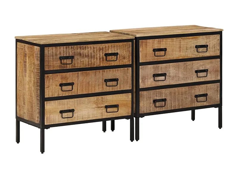 Dressoirs 2 st 70x35x70 cm massief ruw mangohout