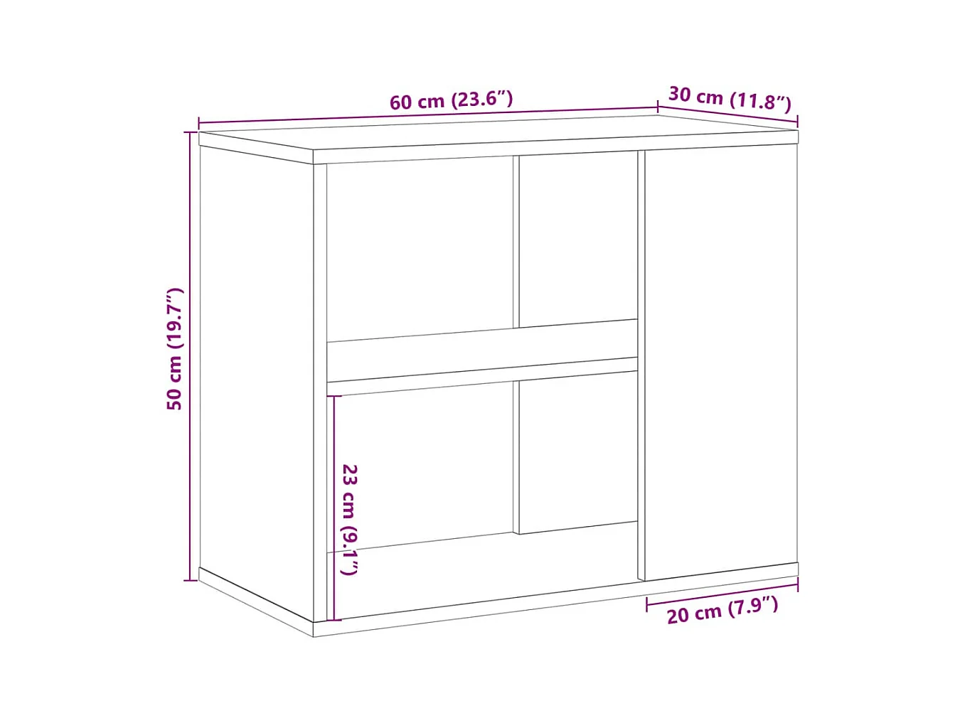 Armoire latérale vieux bois 60x30x50 cm bois d'ingénierie