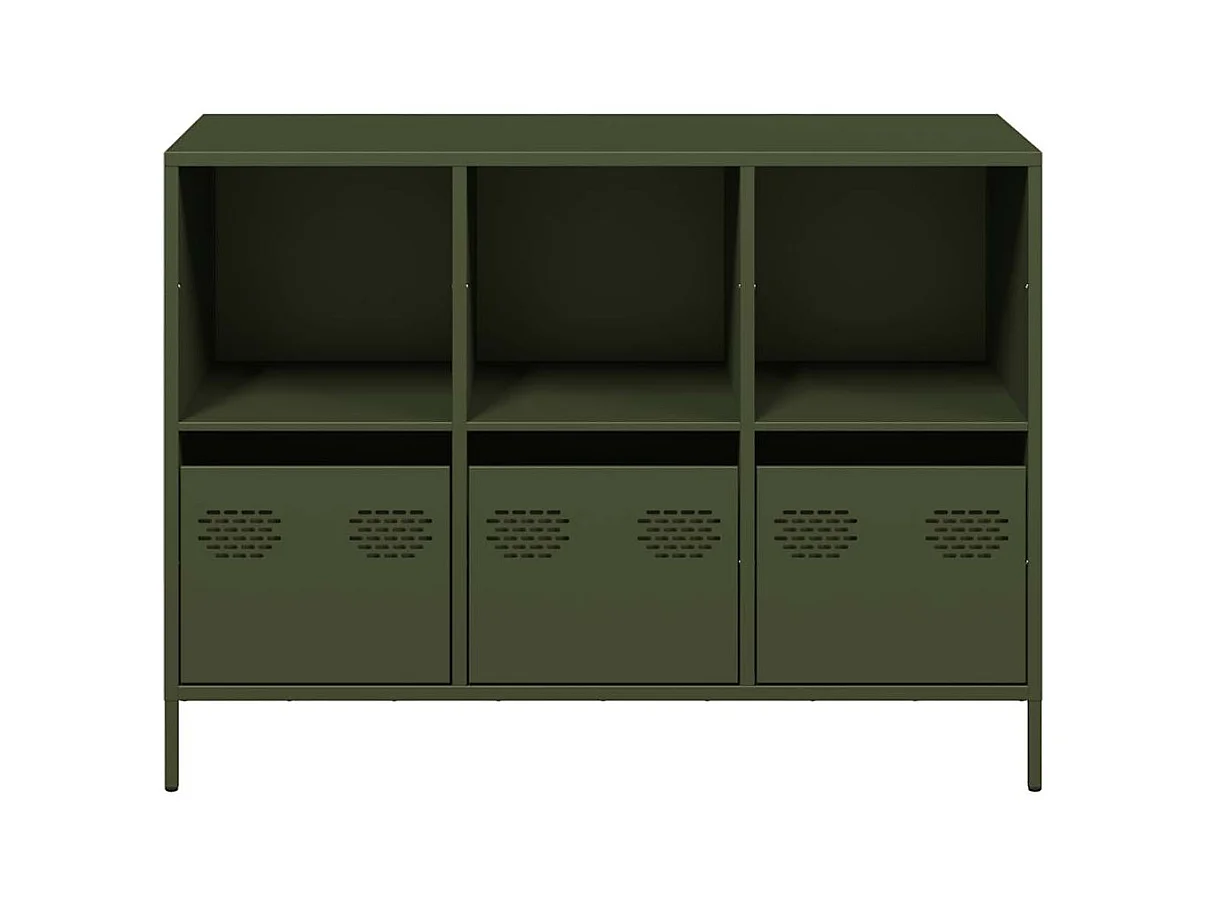 Dressoir 101,5x39x73,5 cm koudgewalst staal olijfgroen