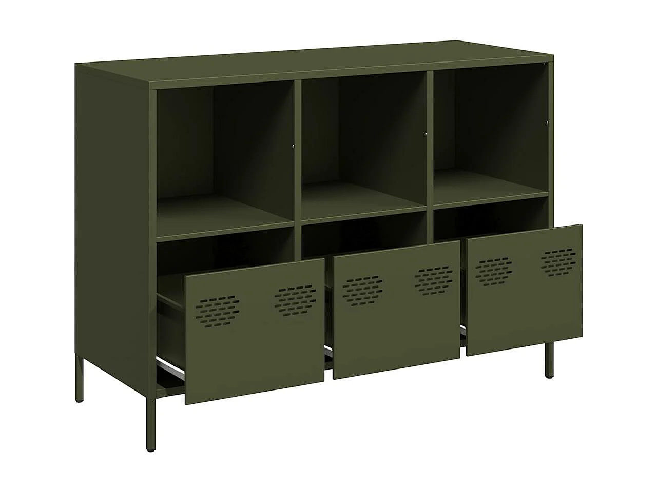 Sideboard Olivgrün 101,5x39x73,5 cm Kaltgewalzter Stahl
