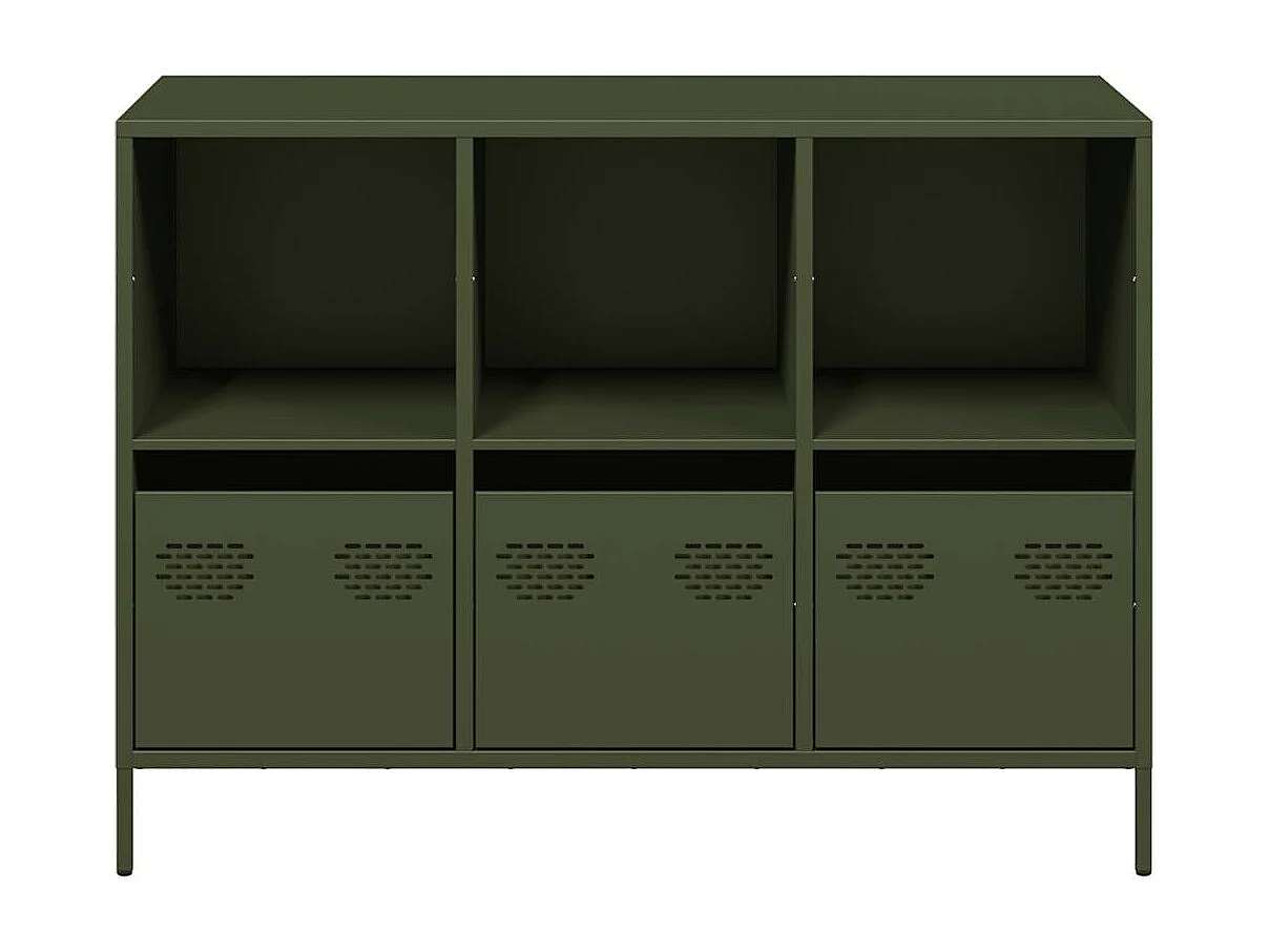 Sideboard Olivgrün 101,5x39x73,5 cm Kaltgewalzter Stahl