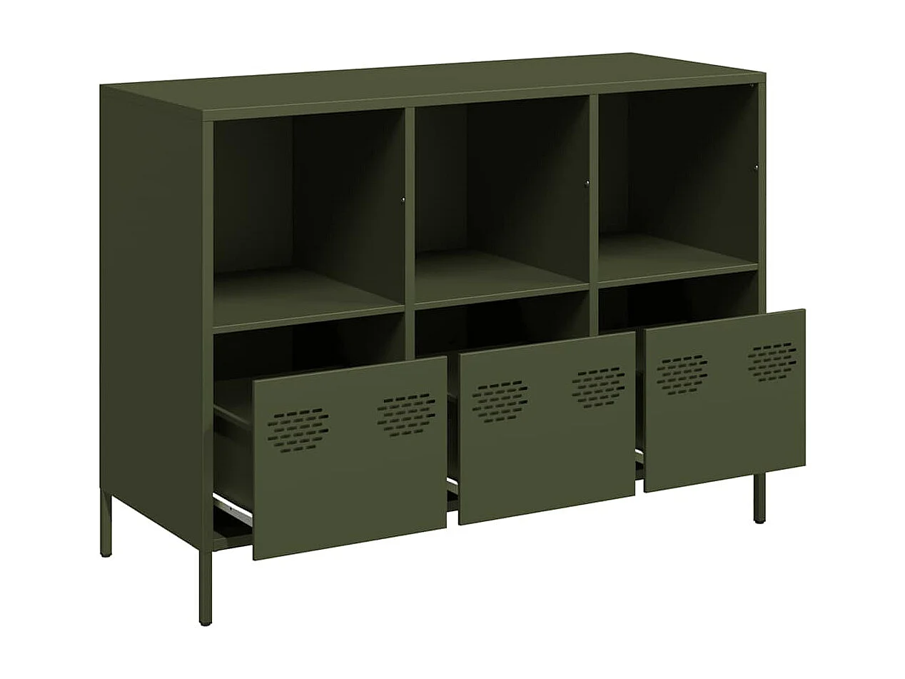 Sideboard Olivgrün 101,5x39x73,5 cm Kaltgewalzter Stahl