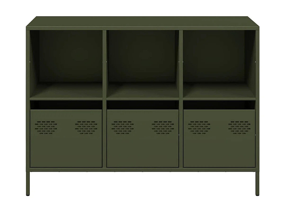 Sideboard Olivgrün 101,5x39x73,5 cm Kaltgewalzter Stahl
