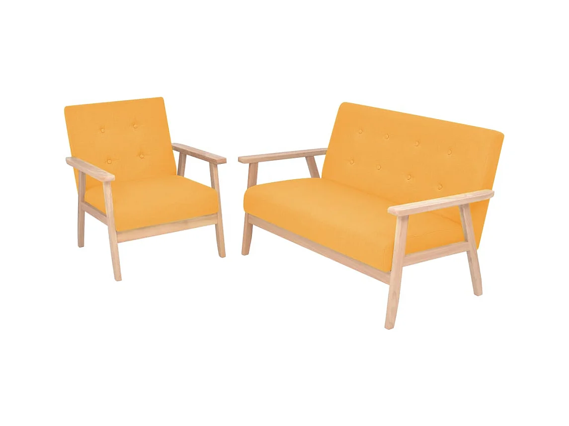 Sofa-Set 2-tlg. Stoff Gelb