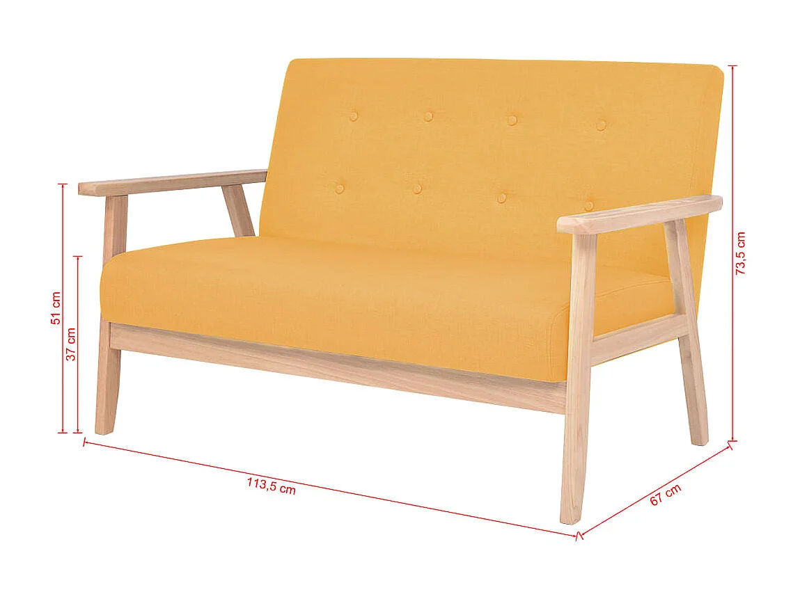 Ensemble de canapé 2 pcs Tissu jaune
