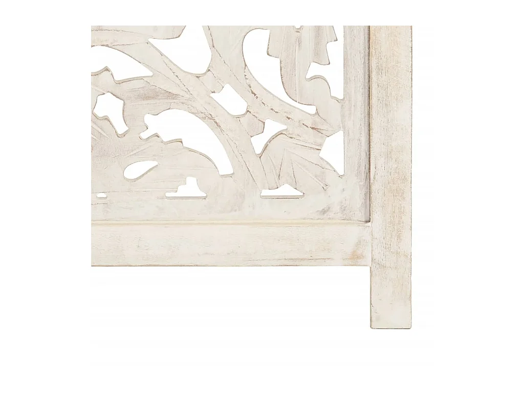 Kamerscherm met 3 panelen handgesneden 120x165 cm mangohout wit