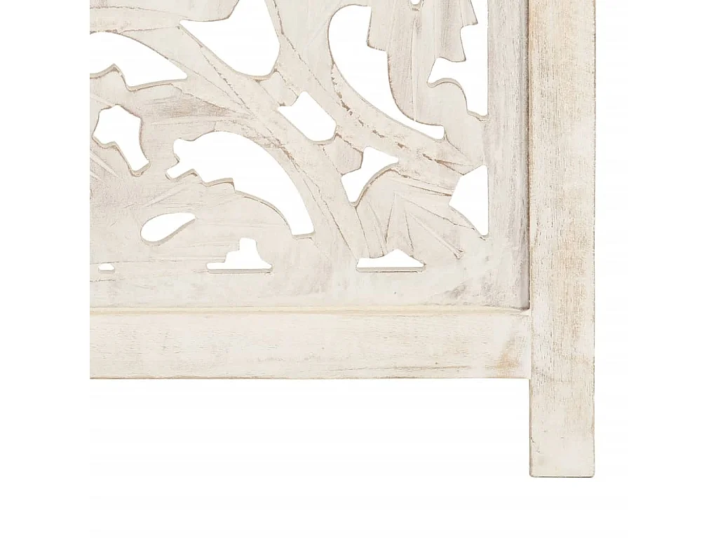 Cloison de séparation 3 panneaux Blanc 120x165 cm Bois manguier