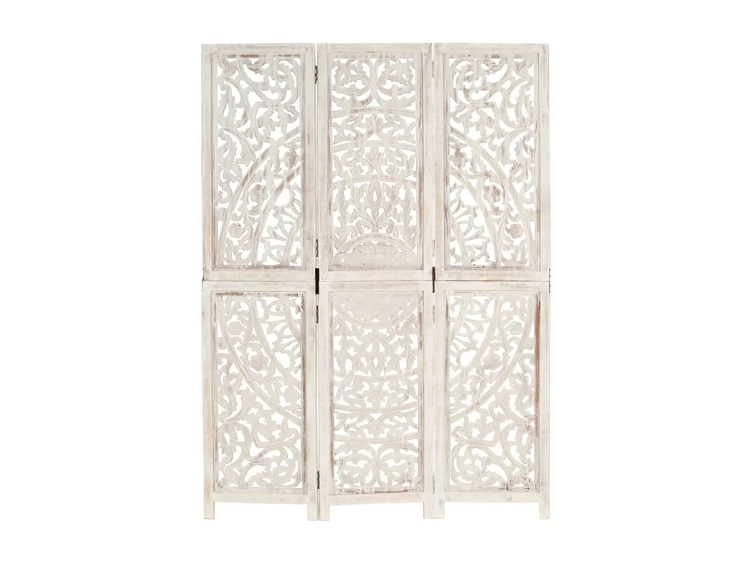 Cloison de séparation 3 panneaux Blanc 120x165 cm Bois manguier