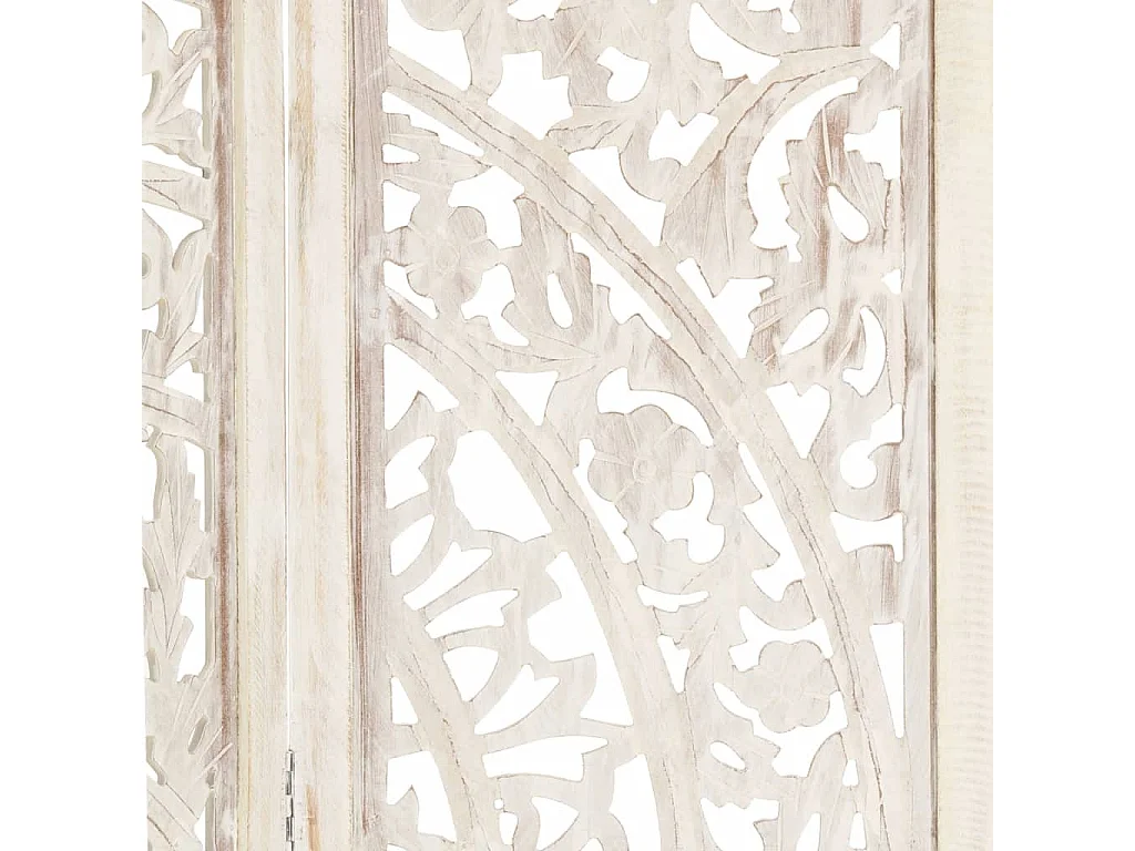Divisorio 3 Pannelli Intagliato Bianco 120x165cm Mango Massello