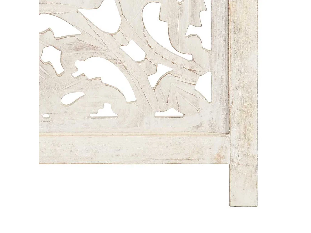 Divisorio 3 Pannelli Intagliato Bianco 120x165cm Mango Massello