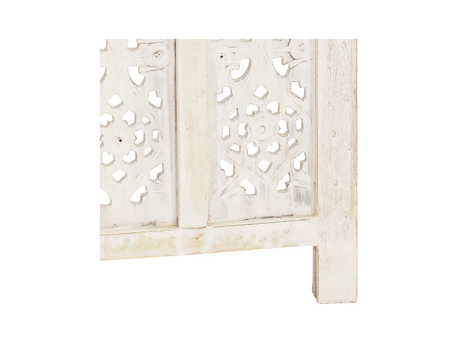 Cloison de séparation 5 panneaux Blanc 200x165 cm Bois manguier