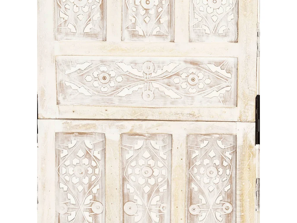 Divisorio 5 Pannelli Intagliato Bianco 200x165cm Mango Massello