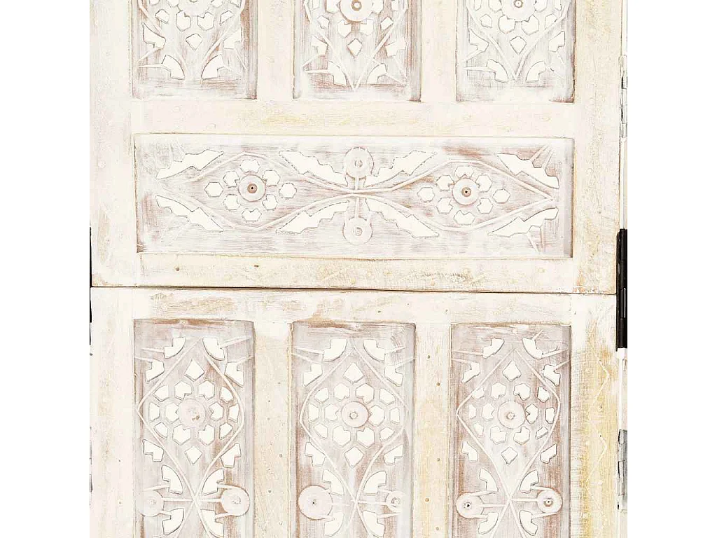 Paravent 5 panneaux Blanc 200x165 cm Bois manguier