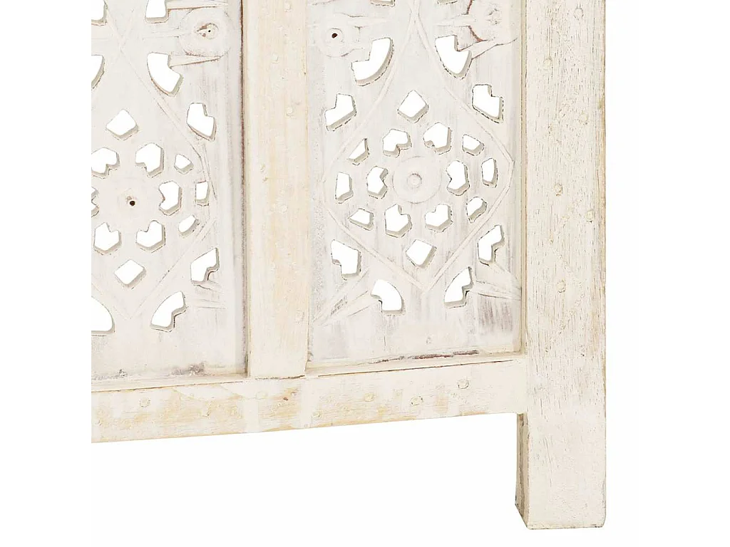 Paravent 5 panneaux Blanc 200x165 cm Bois manguier