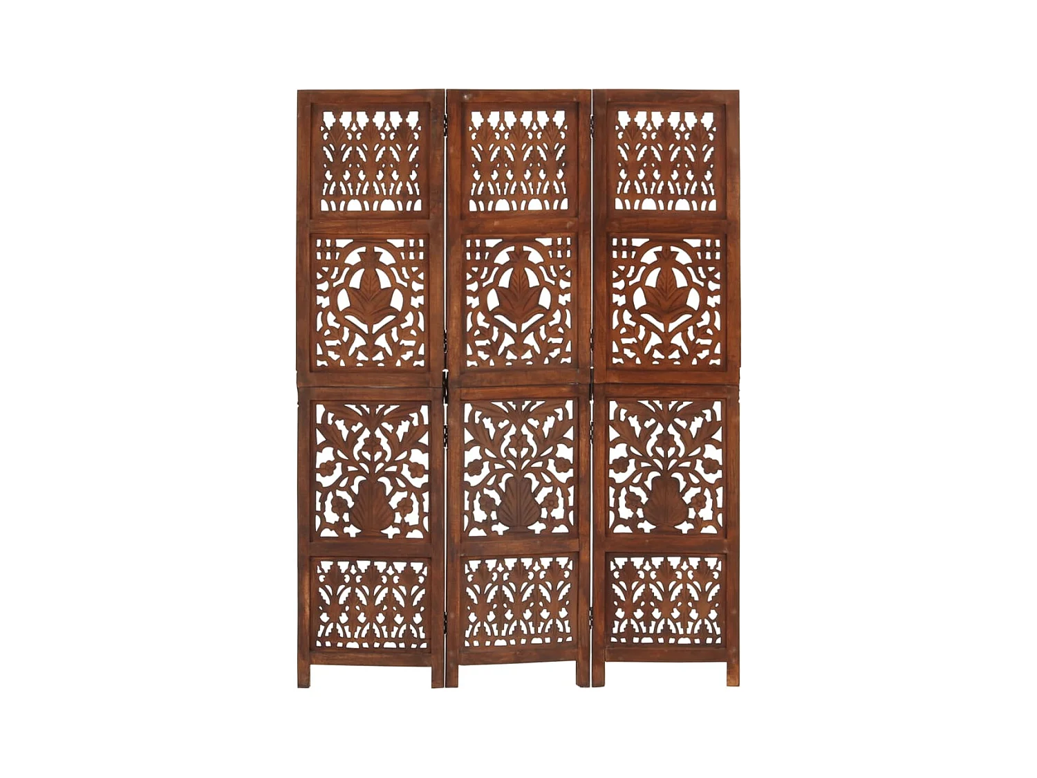 Cloison de séparation 3 panneaux Marron 120x165cm Bois manguier