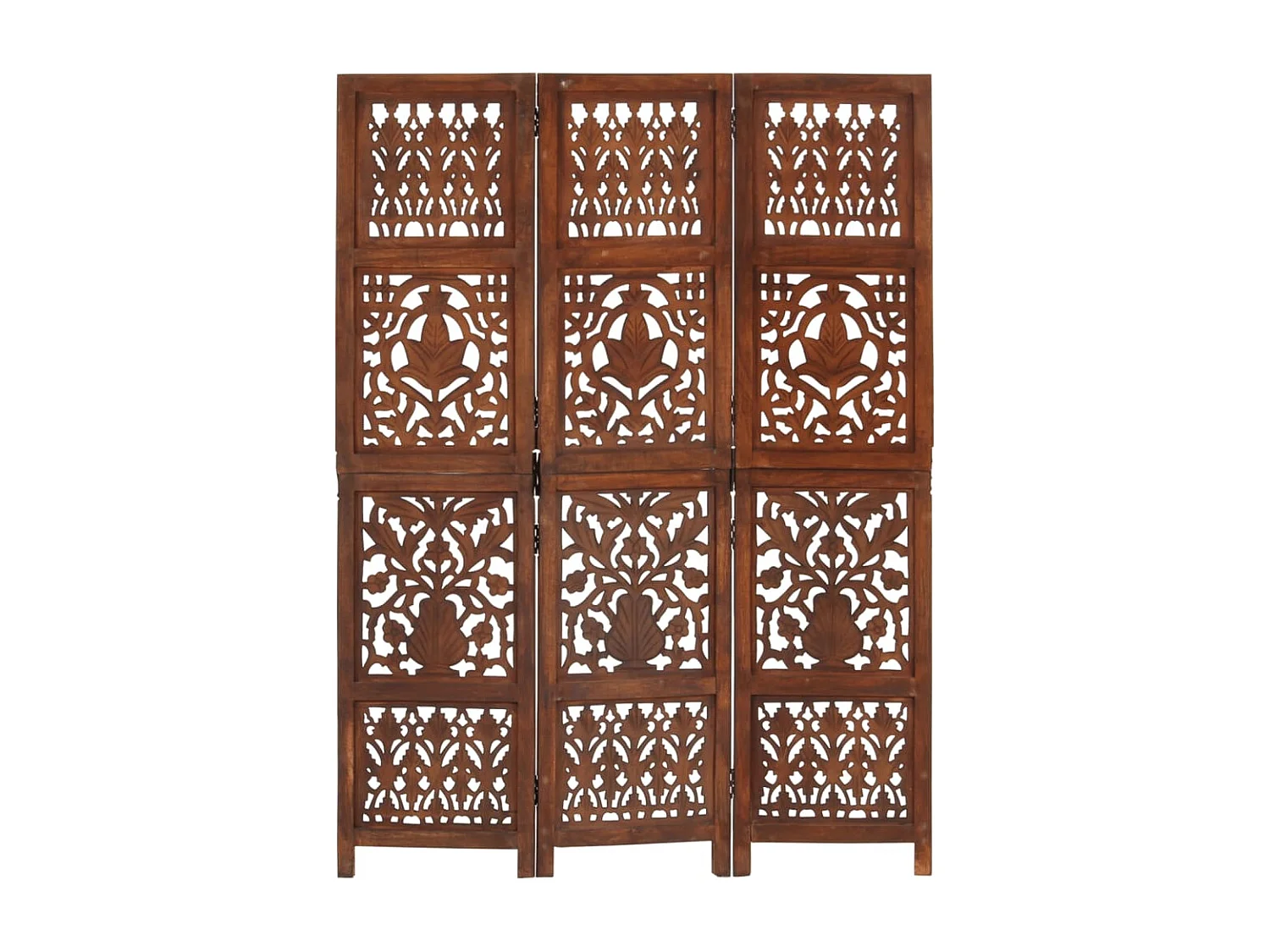 Cloison de séparation 3 panneaux Marron 120x165cm Bois manguier