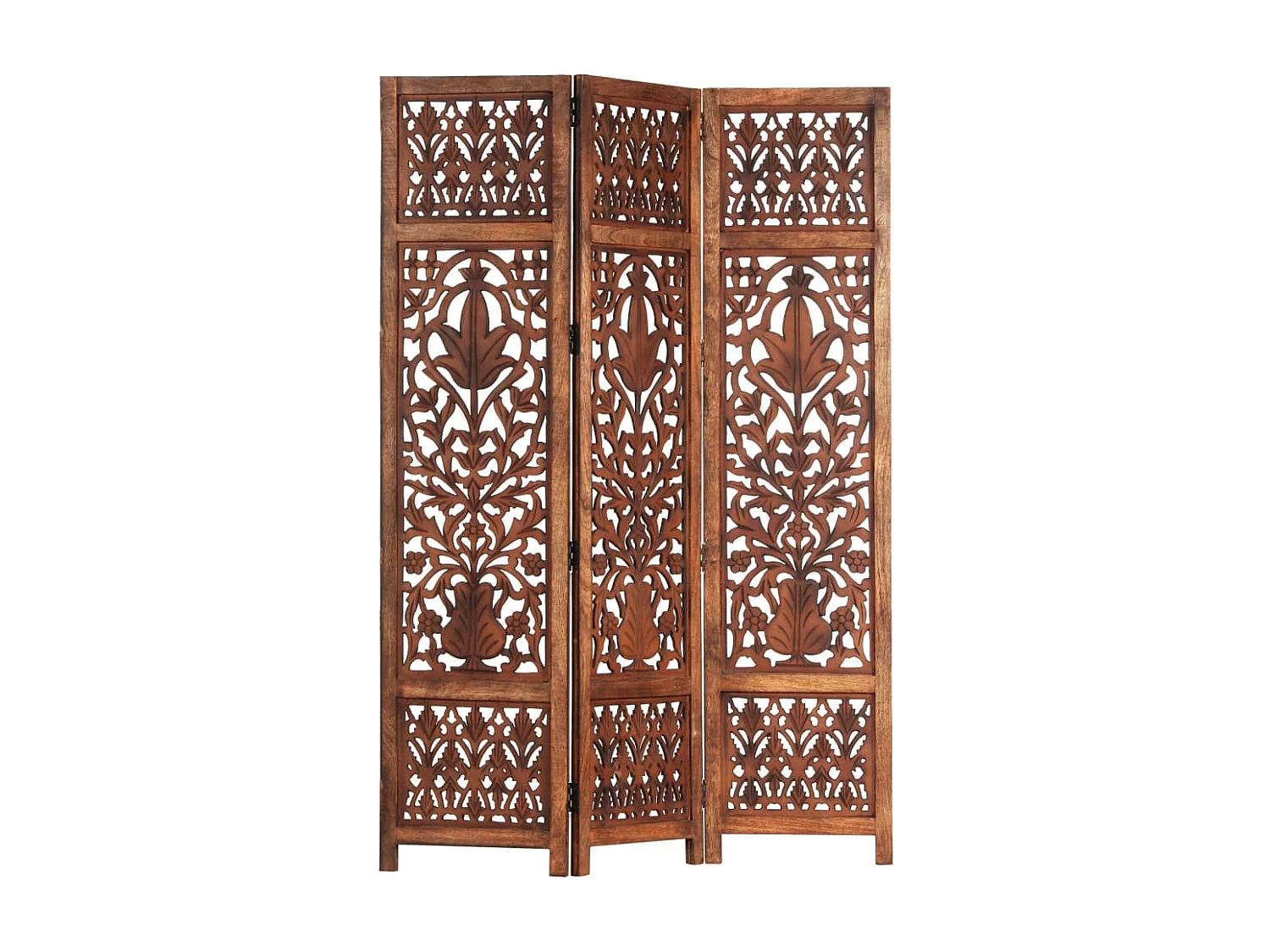 Cloison de séparation 3 panneaux Marron 120x165cm Bois manguier