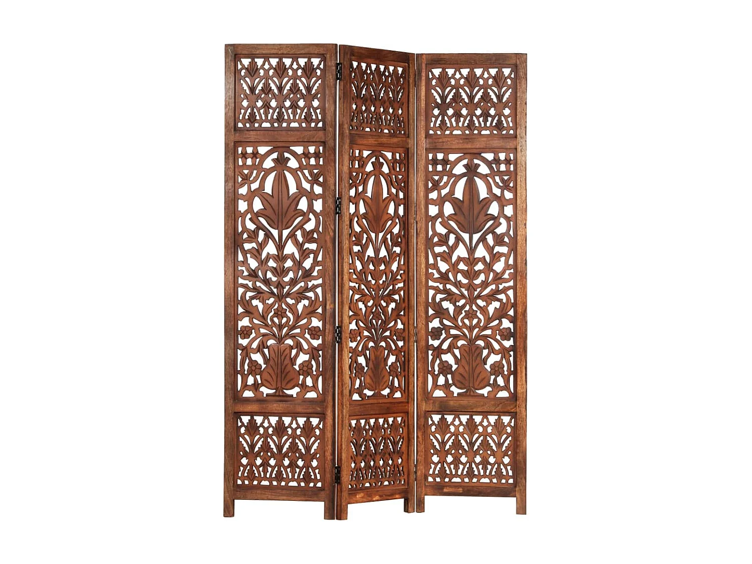 Cloison de séparation 3 panneaux Marron 120x165cm Bois manguier