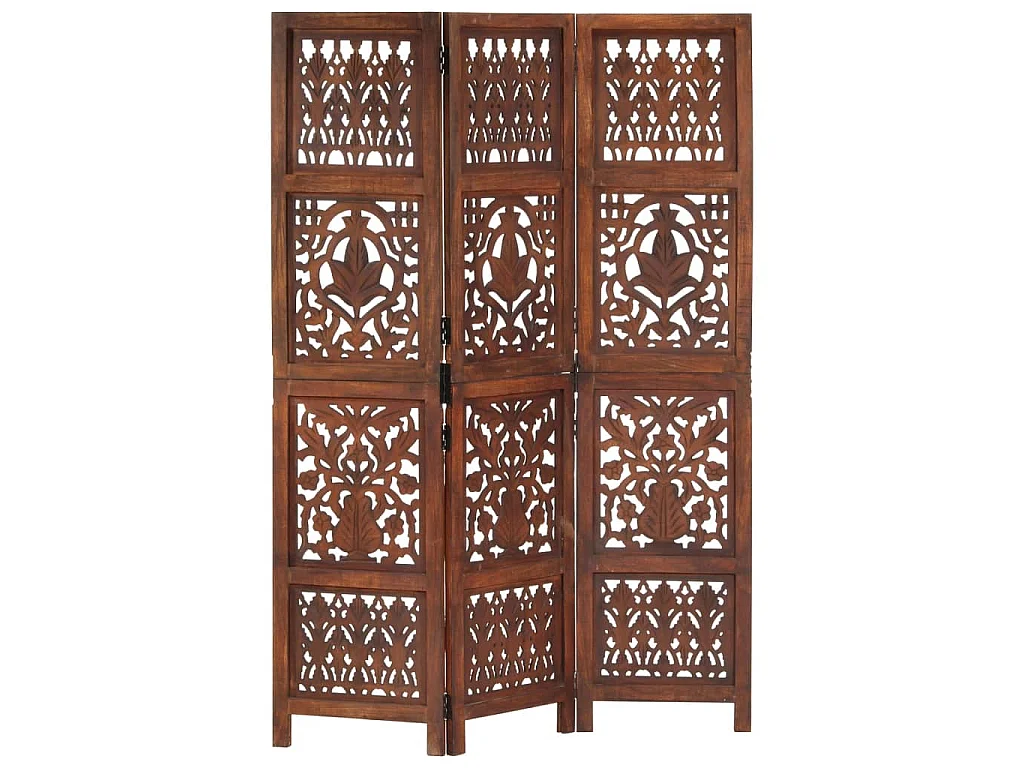 Paravent 3 panneaux Marron 120x165cm Bois manguier