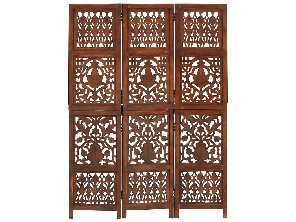 Paravent 3 panneaux Marron 120x165cm Bois manguier
