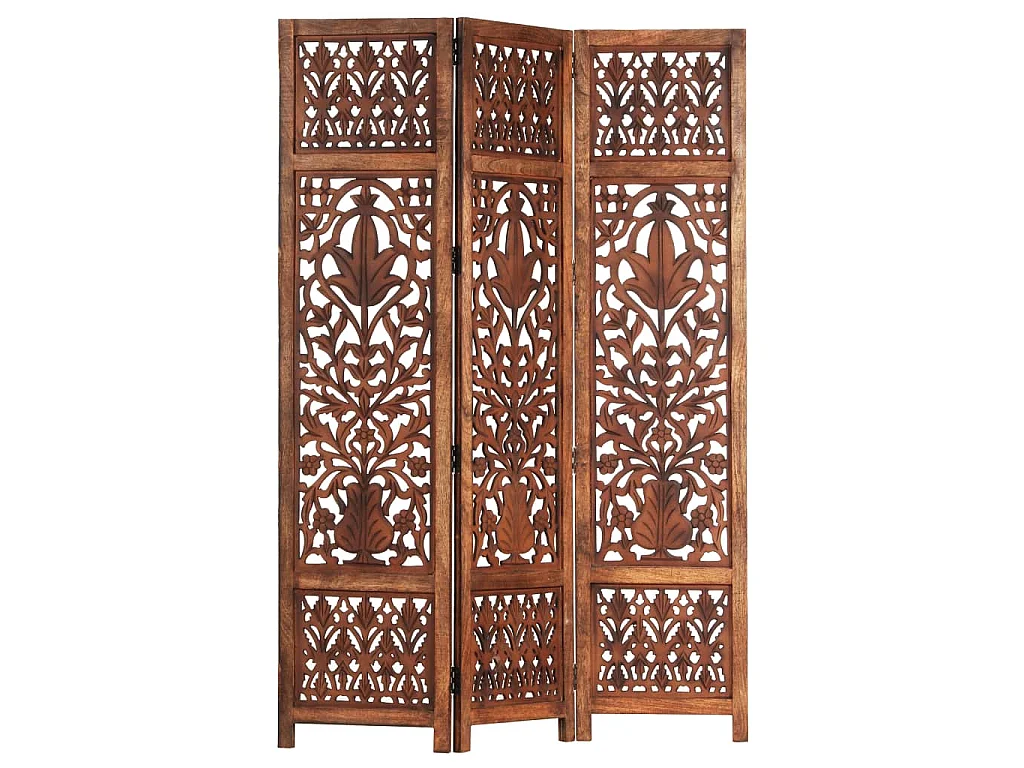 Paravent 3 panneaux Marron 120x165cm Bois manguier