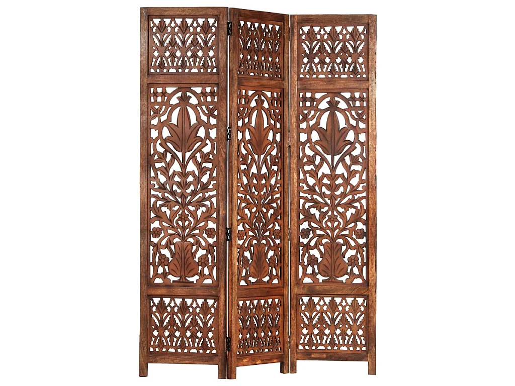 Paravent 3 panneaux Marron 120x165cm Bois manguier
