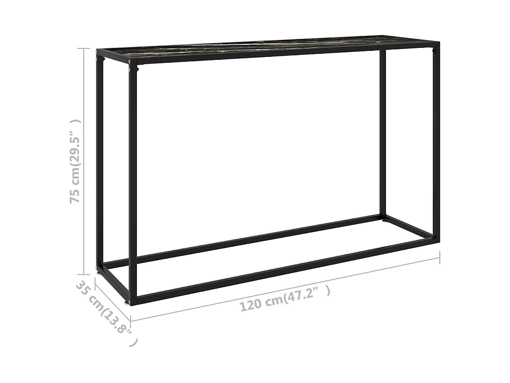 Table console Noir 120x35x75 cm Verre trempé
