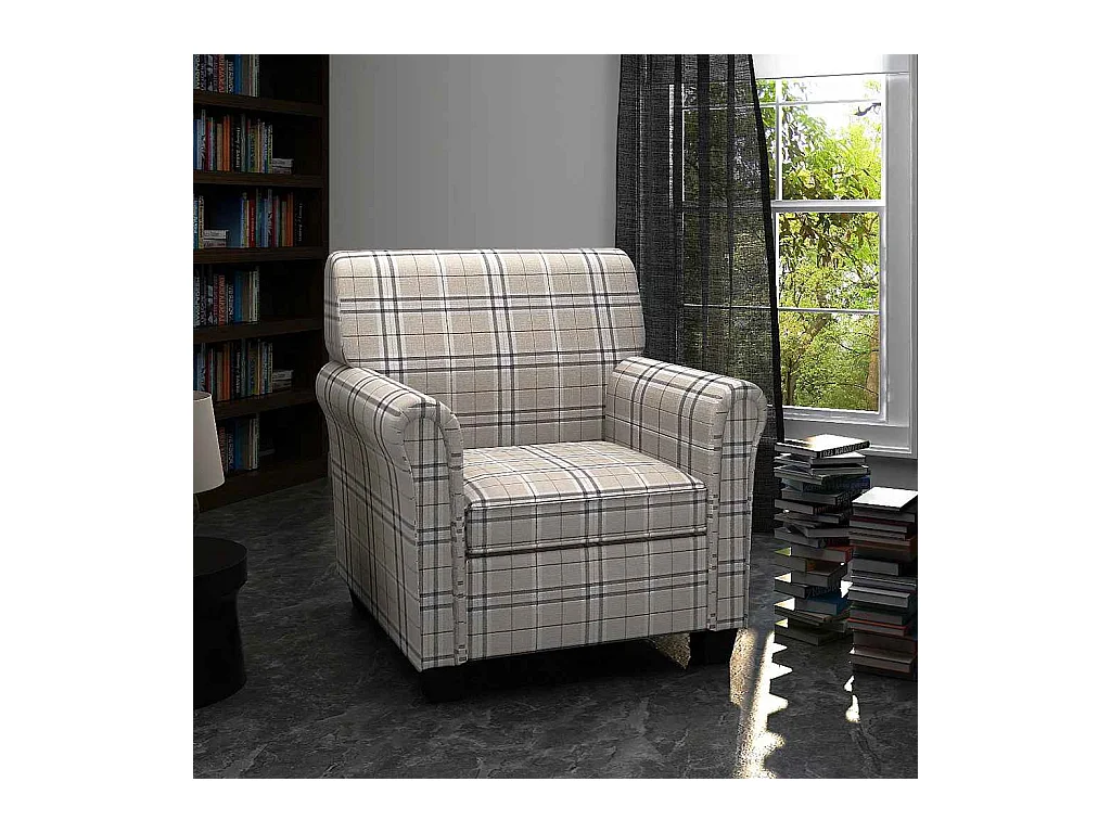 Fauteuil avec coussin Crème Tissu