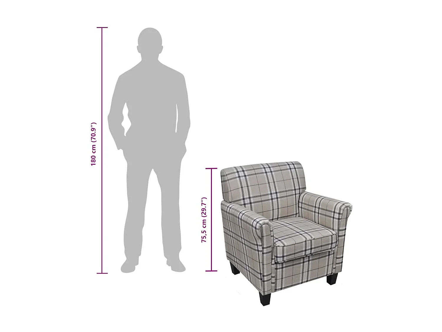 Fauteuil avec coussin Crème Tissu