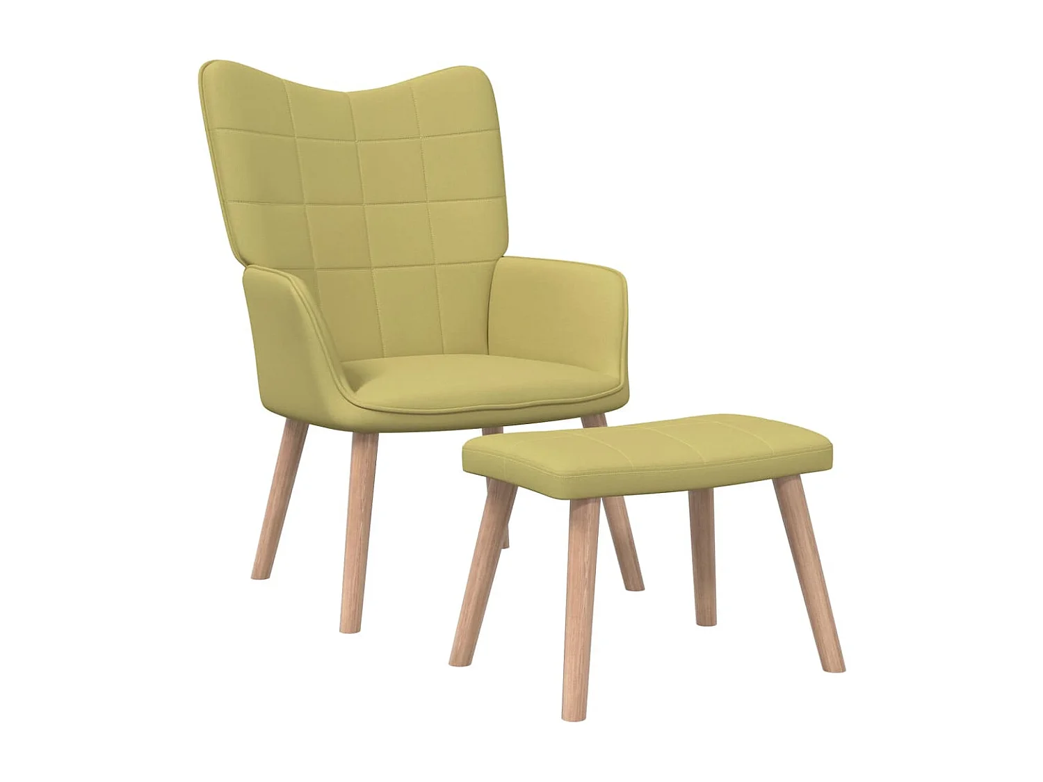 Chaise de relaxation avec tabouret Vert Tissu