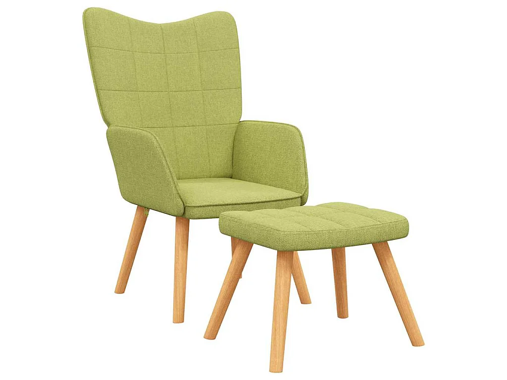 Silla de relajación con taburete de tela verde