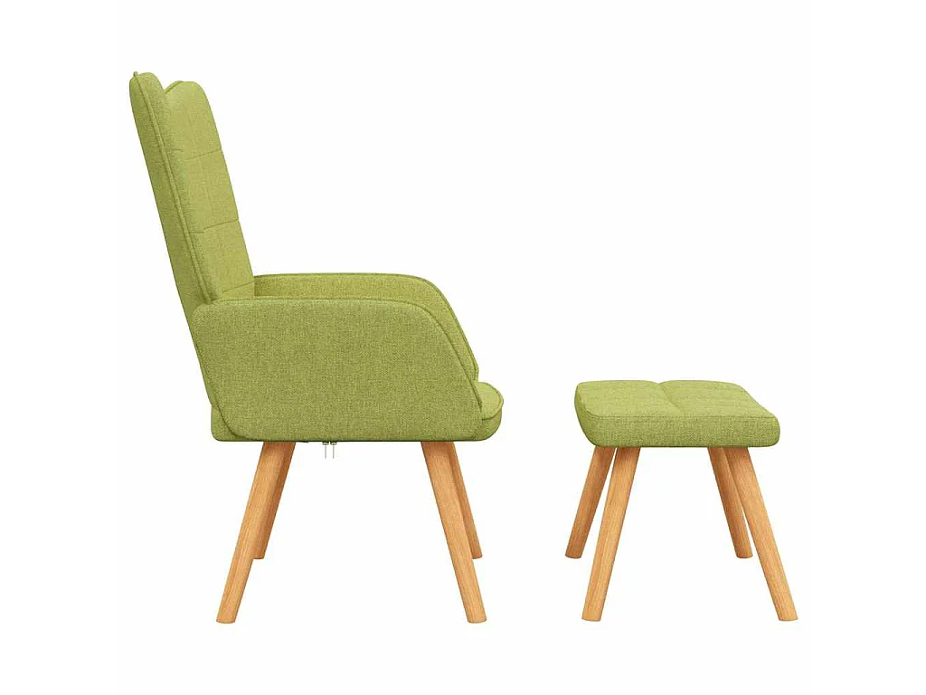 Silla de relajación con taburete de tela verde