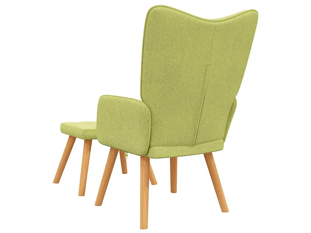 Silla de relajación con taburete de tela verde