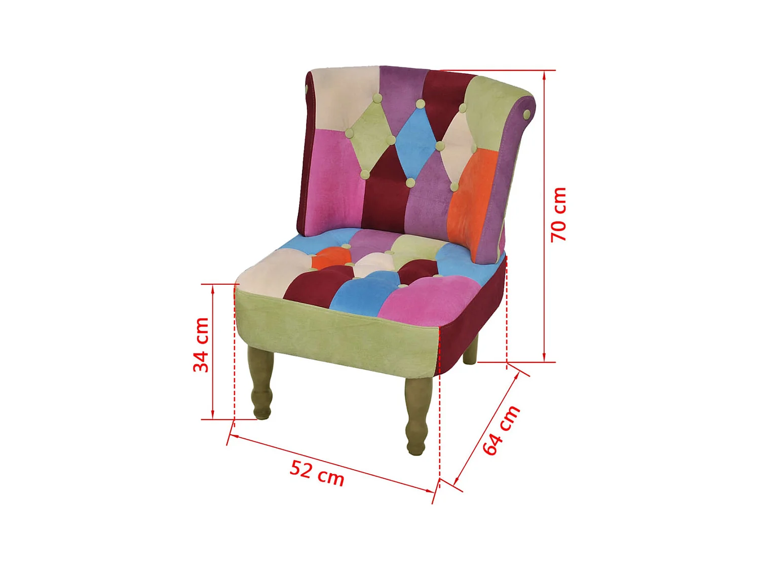 Französische Stühle 2 Stk. Patchwork-Design Stoff