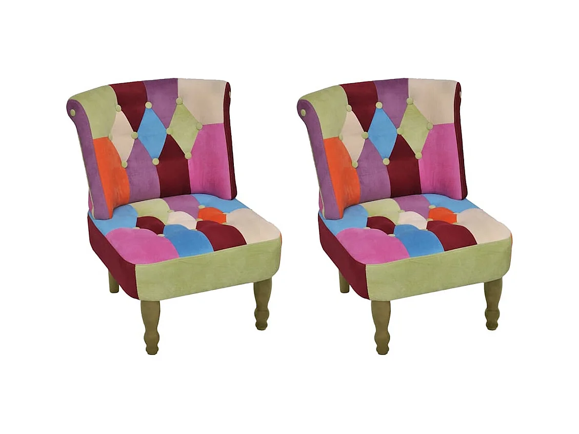 Chaises en style français lot de 2 avec design patchwork tissu