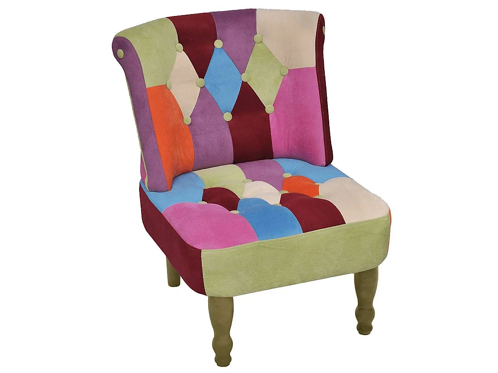 Chaises en style français lot de 2 avec design patchwork tissu