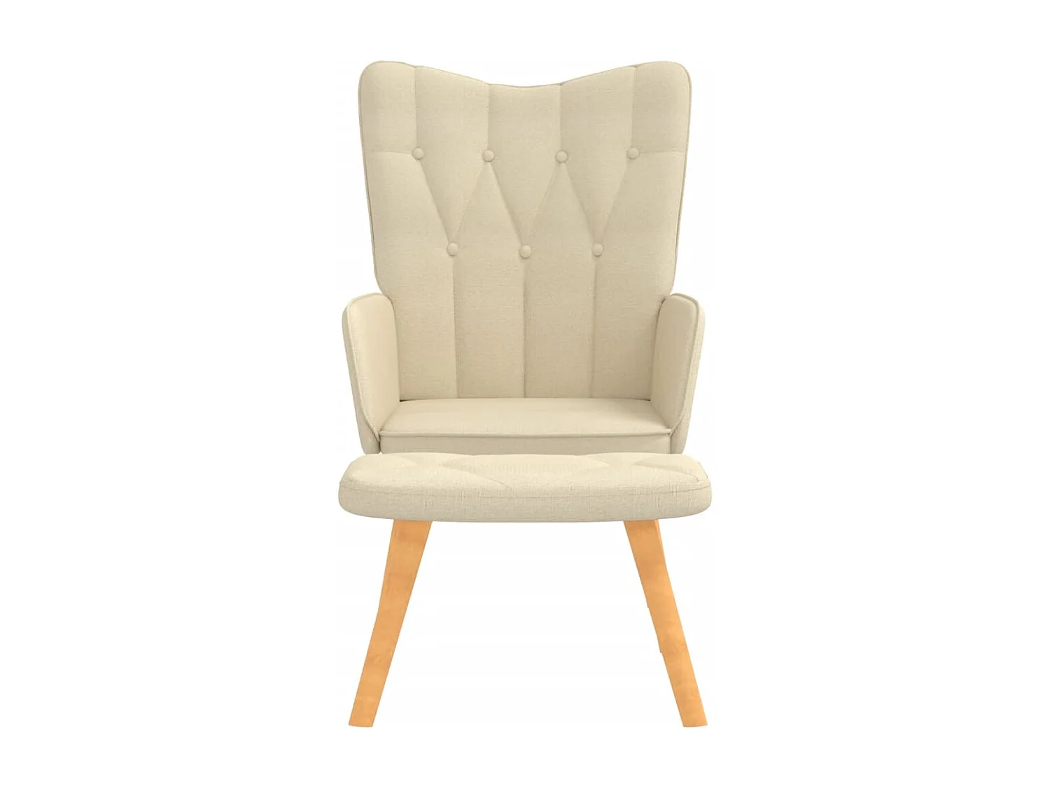 Chaise de relaxation avec tabouret Crème Tissu