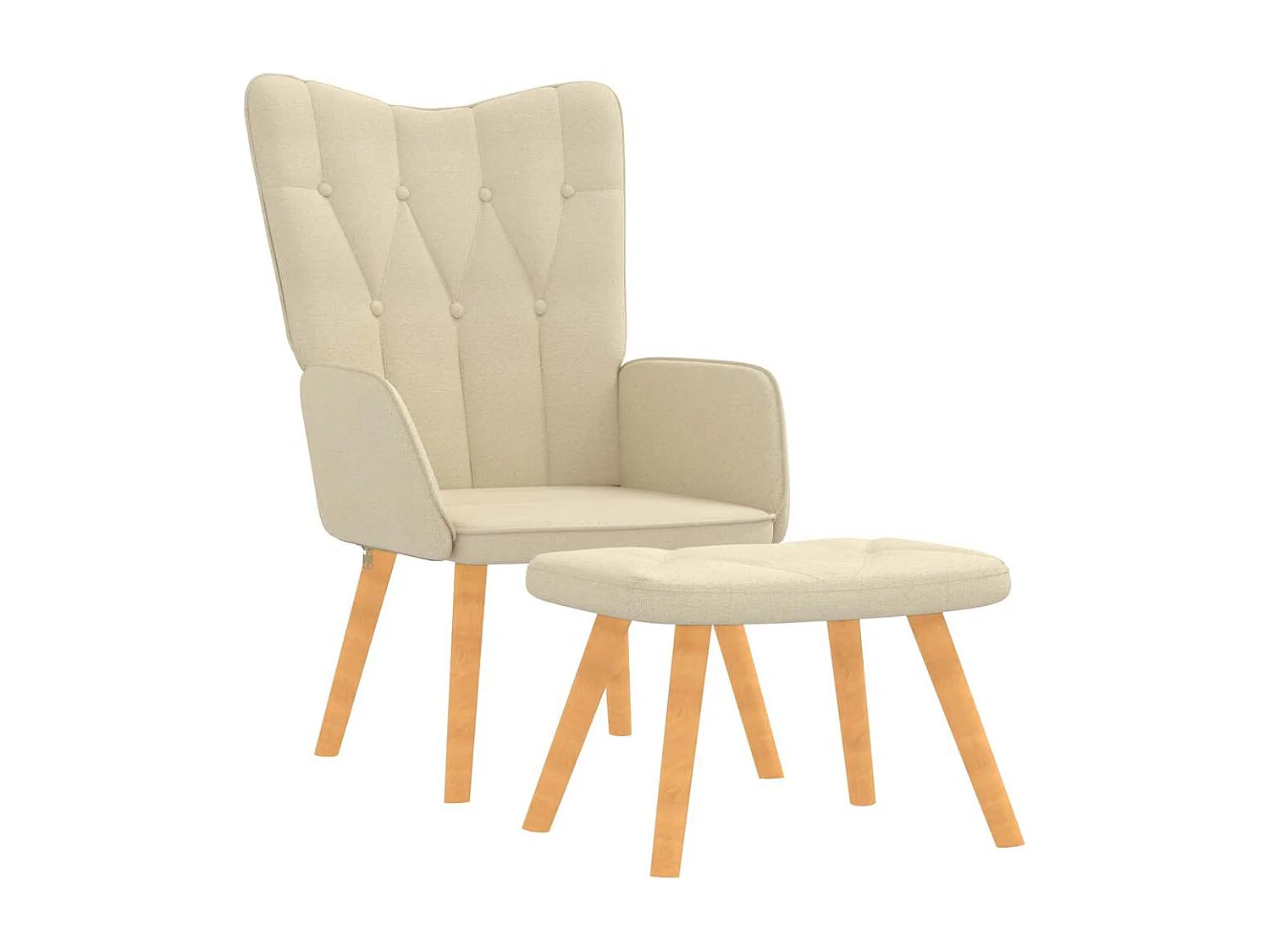 Chaise de relaxation avec tabouret Crème Tissu