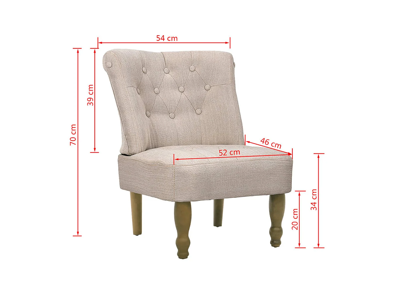 Fauteuil de style France crème tissu
