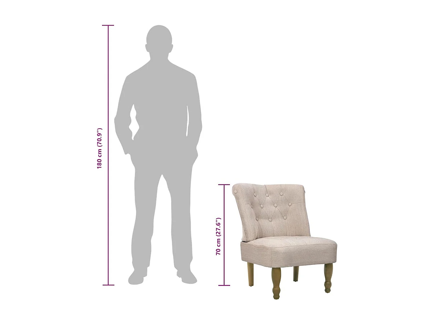 Cadeira francesa tecido creme